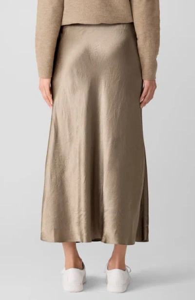 Eileen Fisher Textured Satin Bias Skirt In Brown
