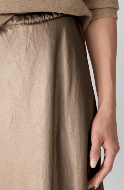 Eileen Fisher Textured Satin Bias Skirt In Brown