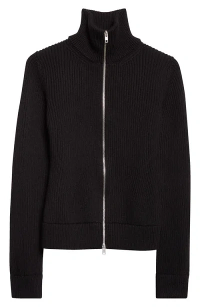 Maison Margiela Black Wool Zip-up Cardigan In Black