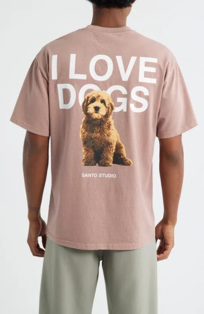 Santo Studio I Love Dogs Graphic T-shirt In Brown