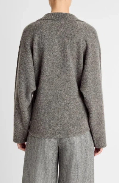 Vince Donegal Dolman Polo Collar Cashmere Sweater In Gray