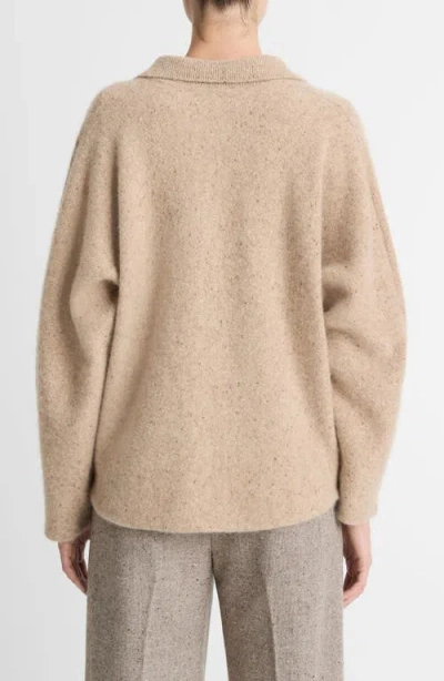 Vince Donegal Dolman Polo Collar Cashmere Sweater In Brown