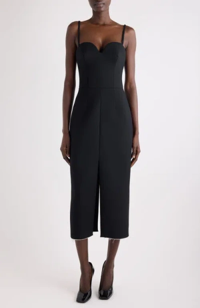 Givenchy Raw-edge Tailored Sleeveless Midi Dress In Black