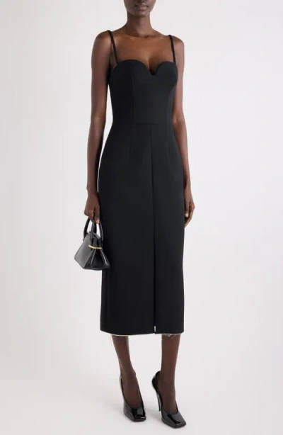 Givenchy Raw-edge Tailored Sleeveless Midi Dress In Black