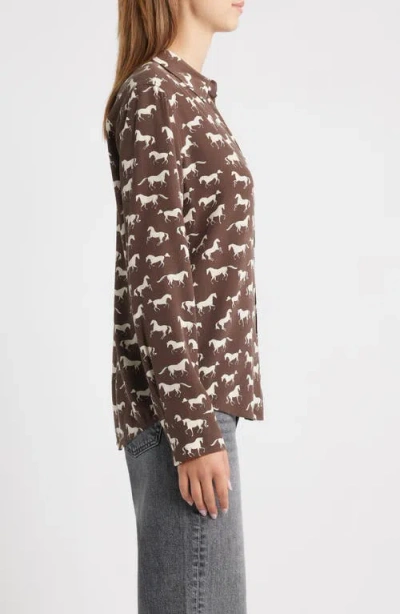 Rails Kate Long-sleeve Silk Buttondown Blouse In Brown