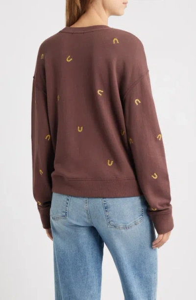 Rails Ramona Horseshoe Embroidered Crewneck Sweatshirt In Brown