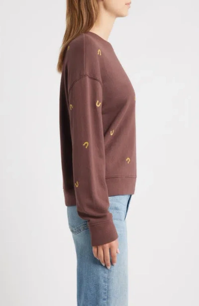 Rails Ramona Horseshoe Embroidered Crewneck Sweatshirt In Brown