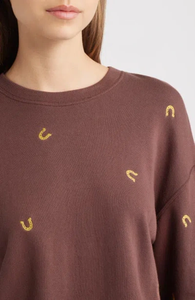 Rails Ramona Horseshoe Embroidered Crewneck Sweatshirt In Brown