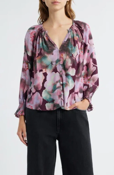Rails Mariah Floral Smocked Button-up Peasant Top In Multi