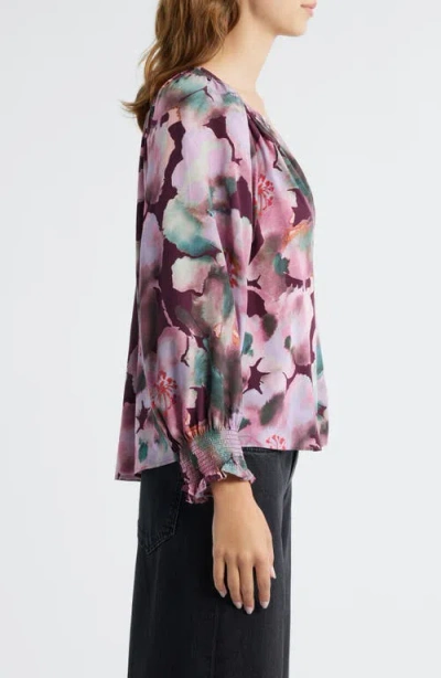 Rails Mariah Floral Smocked Button-up Peasant Top In Multi