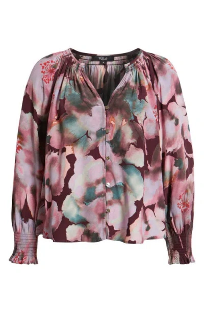 Rails Mariah Floral Smocked Button-up Peasant Top In Multi
