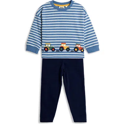 Jojo Maman Bébé Jojo Maman Bebe Stripe Tractor Embroidered Cotton Graphic T-shirt & Leggings Set In Multi