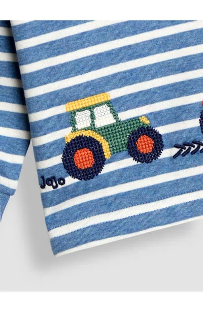 Jojo Maman Bébé Jojo Maman Bebe Stripe Tractor Embroidered Cotton Graphic T-shirt & Leggings Set In Multi