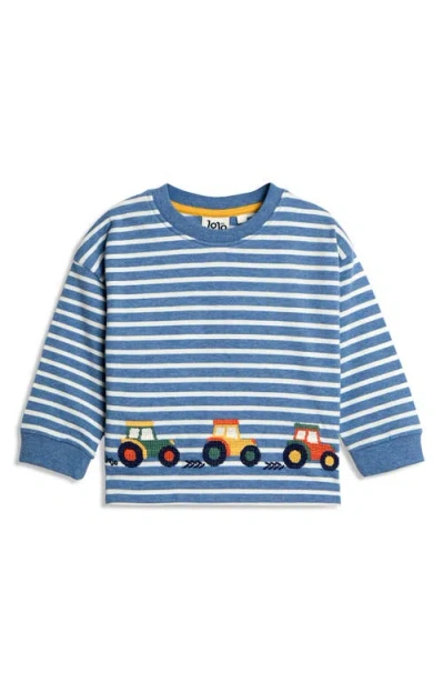 Jojo Maman Bébé Jojo Maman Bebe Stripe Tractor Embroidered Cotton Graphic T-shirt & Leggings Set In Multi