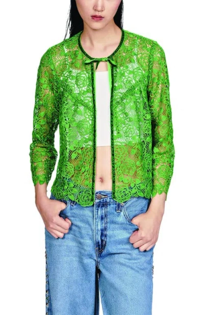 Anna Sui Rose Crochet Lace Bed Jacket In Green