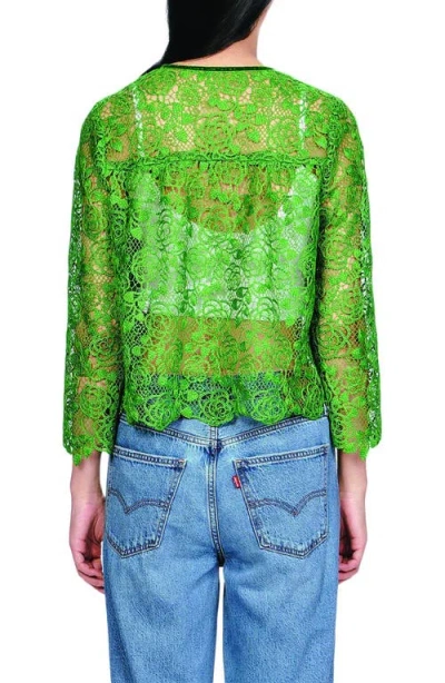 Anna Sui Rose Crochet Lace Bed Jacket In Green