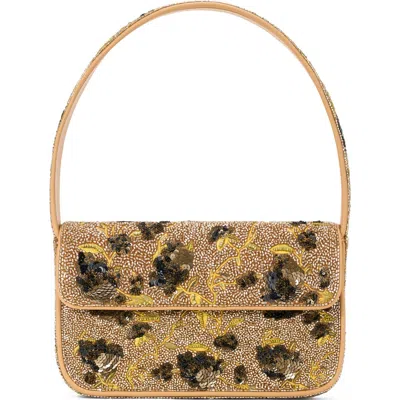 Staud Tommy Beaded Bag Vintage Floral In Brown