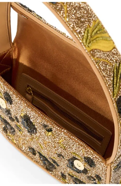 Staud Tommy Beaded Bag Vintage Floral In Brown