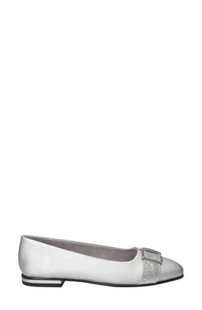 Easy Street Women's Keely Square Toe Ballet Flats In Silver
