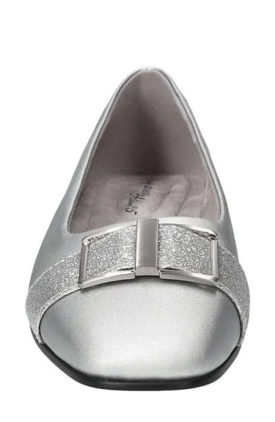 Easy Street Women's Keely Square Toe Ballet Flats In Silver