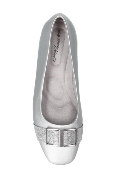 Easy Street Women's Keely Square Toe Ballet Flats In Silver