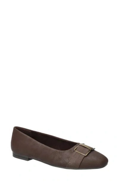 Easy Street Women's Keely Square Toe Ballet Flats In Brown