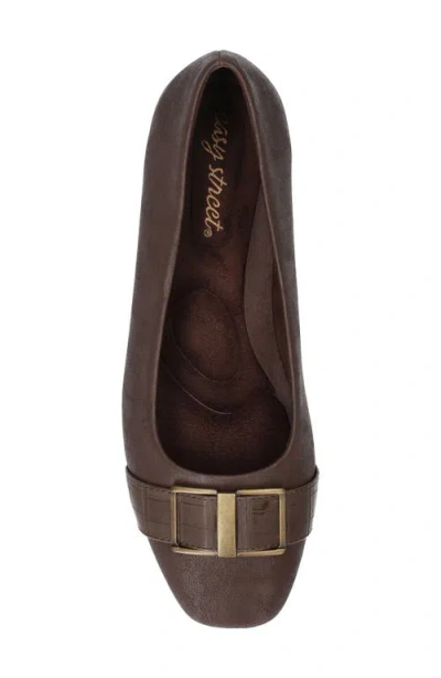 Easy Street Women's Keely Square Toe Ballet Flats In Brown