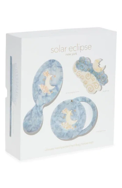 Solar Eclipse Celestial Moon Brush, Jaw Clip & Mirror Set In Blue