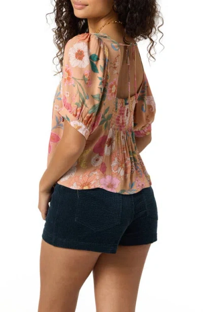 O'neill Women's Aubrielle Floral Print Short Sleeves Top In Brown