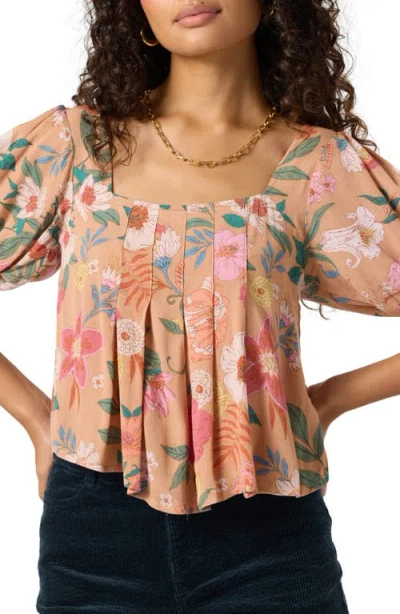 O'neill Women's Aubrielle Floral Print Short Sleeves Top In Brown