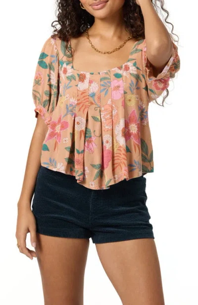 O'neill Women's Aubrielle Floral Print Short Sleeves Top In Brown