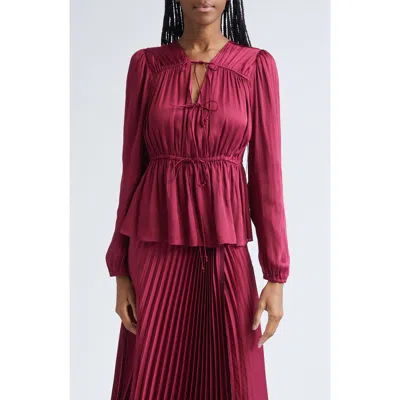 Derek Lam 10 Crosby Esmeralda Bow-detailed Charmeuse Blouse In Red