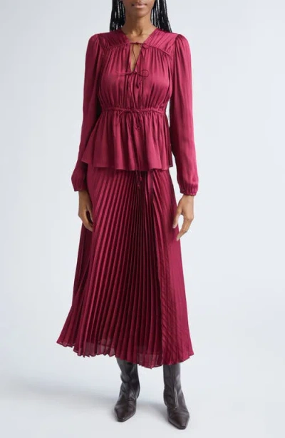 Derek Lam 10 Crosby Esmeralda Bow-detailed Charmeuse Blouse In Red