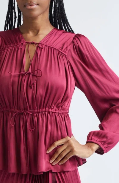 Derek Lam 10 Crosby Esmeralda Bow-detailed Charmeuse Blouse In Red