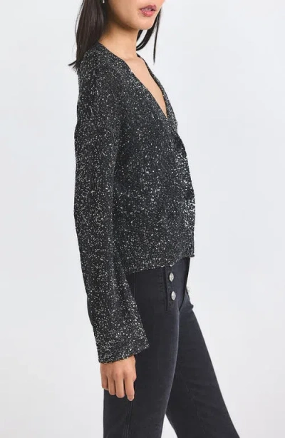Derek Lam 10 Crosby Kalena Sequin Plated Cardigan In Black