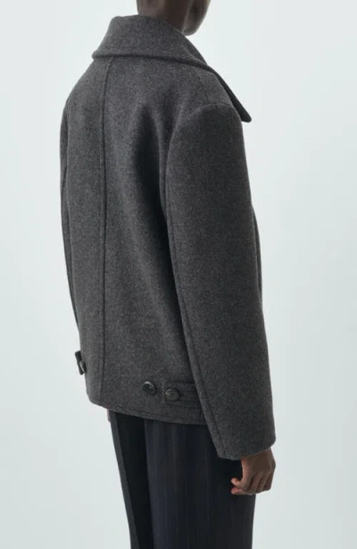 Mango Selection Wool Blend Peacoat In Gray