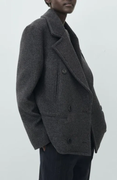 Mango Selection Wool Blend Peacoat In Gray