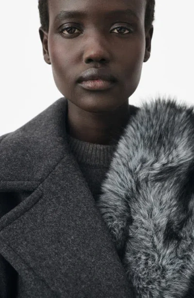 Mango Selection Wool Blend Peacoat In Gray