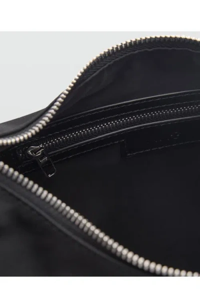 Mango Medium Nylon Shoulder Bag In Black