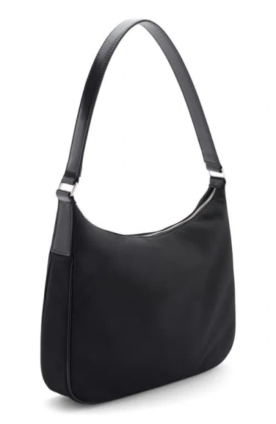 Mango Medium Nylon Shoulder Bag In Black