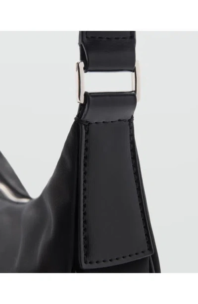 Mango Medium Nylon Shoulder Bag In Black