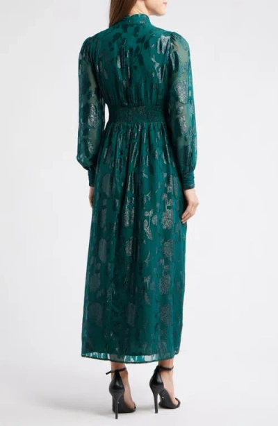 Anne Klein Jacquard Lurex Midi Dress In Green