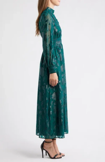Anne Klein Jacquard Lurex Midi Dress In Green