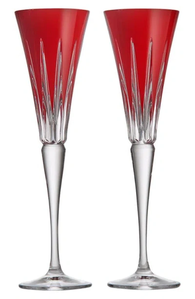 Waterford New Year Firework Flutes, Set Of 2 In Red