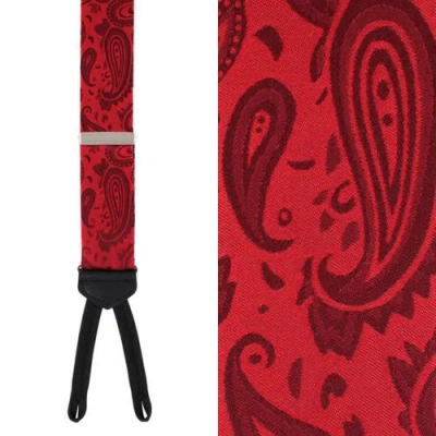 Trafalgar Banbury Tone On Tone Paisley Silk Formal Suspenders In Red