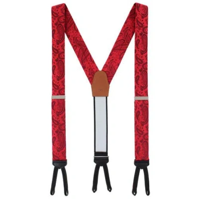 Trafalgar Banbury Tone On Tone Paisley Silk Formal Suspenders In Red
