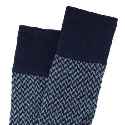 Trafalgar Benoit Herringbone Patterned Mid-calf Merino Wool Socks In Multi