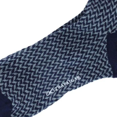 Trafalgar Benoit Herringbone Patterned Mid-calf Merino Wool Socks In Multi