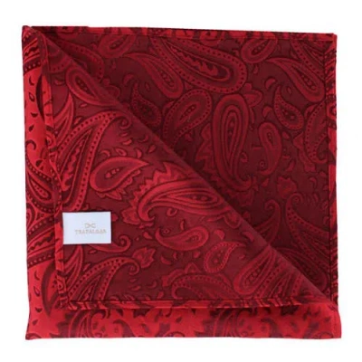 Trafalgar Banbury Tone On Tone Paisley 12 Inch Silk Pocket Square In Red