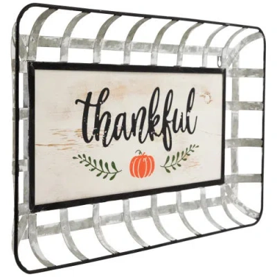 Northlight 24in Pumpkin Thankful Rectangular Fall Serving Tray Sign In Metallic